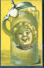 pc6073 postcard Germany Stein Mug Womans face embossed mint