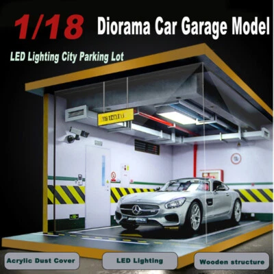 1/18 Diorama Car Garage Model LED Lighting City Parking Lot Scene Display Model - Image 1 of 4