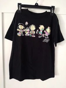 Peanuts Kids 7 Global Artist Collective Psychedelic Black Logo T-Shirt By AVAF - Picture 1 of 8