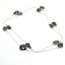 Seraphinite Gemstone Handmade Fashion Silver Plated Jewelry Necklace 36" PG 6113