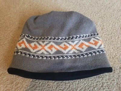 LL Bean Gris Niños Talla Grande Euro Forrado Invierno Esquí Gorro Sombrero Diseño Naranja Foto 1 de 4