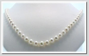 AA+ 5.5-8.5MM Japanese Akoya Pearl Graduated Necklace 14K Yellow Gold Clasp 24" - Picture 1 of 2