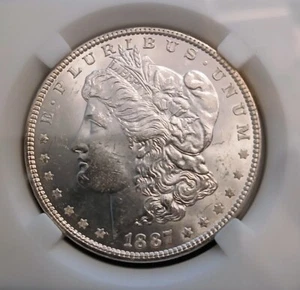 1887-P Morgan Dollar, Uncirculated to Gem BU Silver - Picture 1 of 4