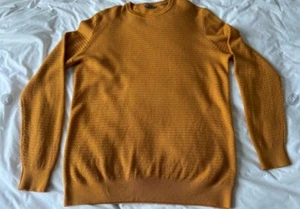 JAEGER Mens Crew Neck Jumper Dark Yellow XL 100% Wool Exc Cond - Picture 1 of 6
