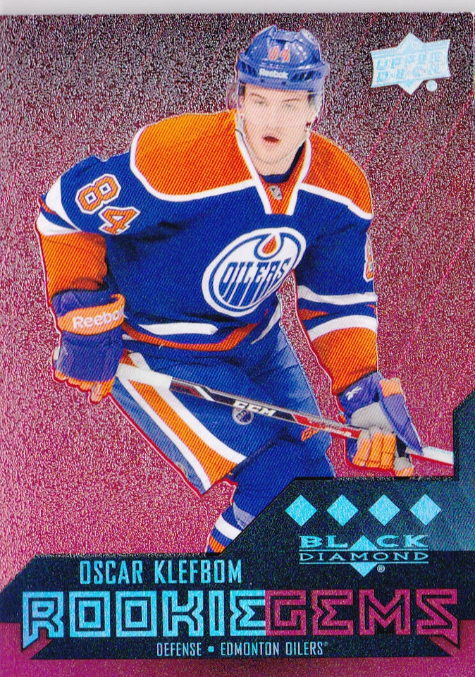 14-15 Black Diamond Oscar Klefbom /150 Rookie RUBY Quad Edmonton Oilers RC 2014 - Image 1 of 1