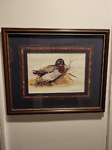 Vintage Joel Kirk Wildlife Duck Mallard Signed Print Painting in Frame