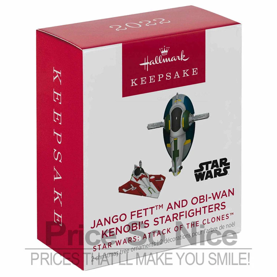 Hallmark 2022 Mini Ornamento - Jango Fett & Obi-Wan Kenobi's Starfighters - Star W Foto 1 de 1