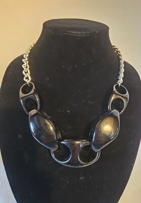 Robert Lee Morris RLM SOHO Tono Plata Negro Eslabón Cadena Distintivo Collar 20" Foto 1 de 4