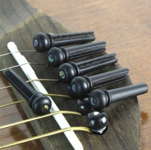 6Pcs For Acoustic Guitar Ebony Guitar Bridge Pins String Pegs With Abalone Dot - Picture 1 of 7
