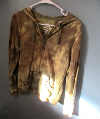 MADE FOR LIFE GREEN TIE-DYE ZIP UP HOODIE, SIZE S - Image 1 of 4