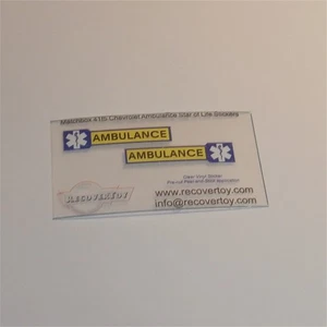 Juego de pegatinas Matchbox Superfast 41f5 Chevrolet ambulancia Staff of Life - Imagen 1 de 4