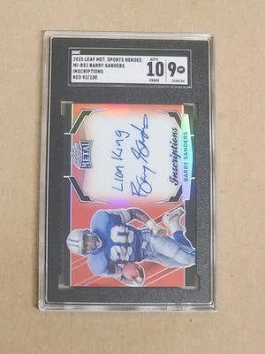 Héroes deportivos Leaf Metal 2025 Barry Sanders inscripciones automáticas 93/100 SGC 9 10 Au Foto 1 de 2