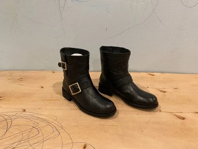 Botas de motociclista Jimmy Choo de cuero con hebilla nuevas sin etiquetas/B, cuero negro, EU 36.5 / US 6.5 Foto 1 de 4