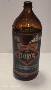 Vintage Clorox Braunglas Quart Flasche 32 Unzen geprägtes Papieretikett Schraubverschluss - Bild 1 von 8