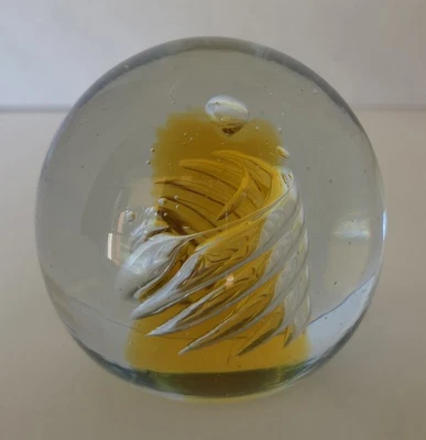 Blenko 68b  Amber Or Honey Glass Air Twist Paperweight - Image 1 of 4