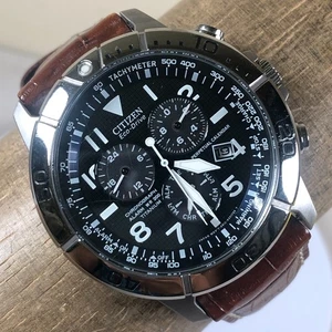 Citizen Eco-Drive Herren E820-S061663 Chronograph Leder Solar 42mm Uhr 7 1/4" - Bild 1 von 12