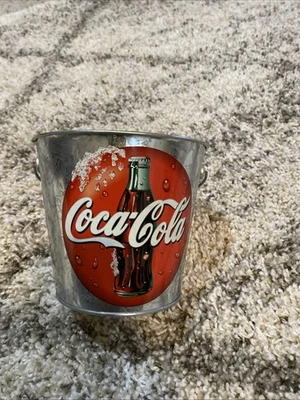 Vintage 2000 Coca-Cola Galvanized Metal Bucket w/ Wooden Handle - Image 1 of 4