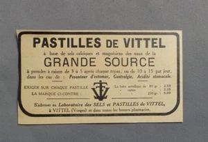 PUB PUBLICITE ANCIENNE ADVERT CLIPPING 031017 PASTILLES DE VITTEL A BASE DE SELS - Picture 1 of 1