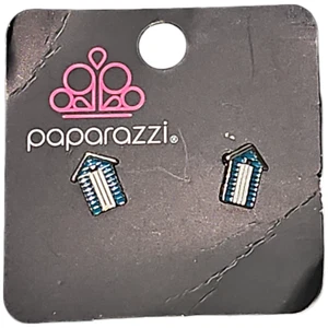 Paparazzi Earrings Blue House - Picture 1 of 3