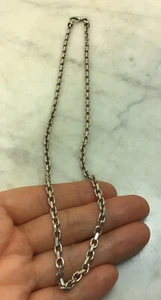 Vintage Sterling Silver Oval Cable Chain Link Necklace Italy - Picture 1 of 13