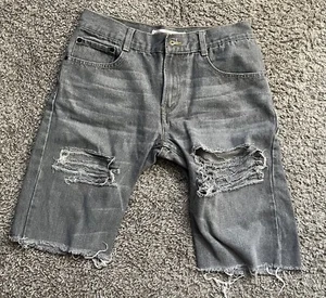 Levi’s 505 Denim Shorts Youth 16  Light Washed Grey Knee Length Pre Owned - Picture 1 of 12