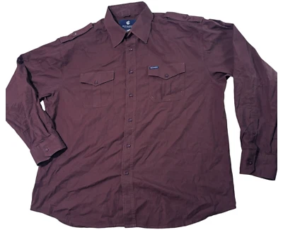 Rocawear Shirt Mens 3XB Burgundy Classic Fit Double Pocket Collared Button Down - Image 1 of 4