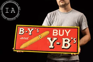 Vintage Y-B Cigars Tin Litho Advertising Sign - Picture 1 of 6