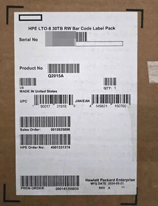 Pack étiquettes code barre HPE LTO-8 30 To RW Q2015A - Photo 1/1