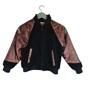 Vtg 2000 Cripple Creek PBR Wrangler Presented Las Vegas Leather Bomber, Kids 6/7 - Picture 1 of 9