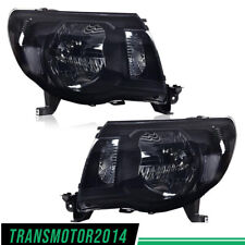 Fit For 2005-2011 Toyota Tacoma Smoked Headlights Headlamps Light Left+Right