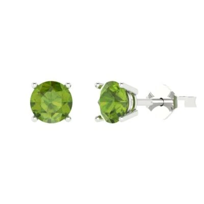 Peridot Stud Earrings for Women, Solid Gold Push Back (2 cttw, 6.5mm, Round-Cut) - Image 1 of 4