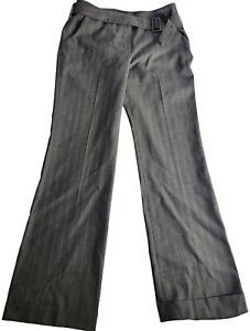 ANNE KLEIN Women's Work Suit PANTS Wool Blend  Size 5 Grey Stripe Belt 30x32