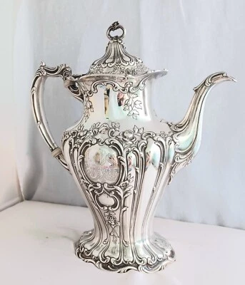 Cafetera Chantilly Grand de Gorham Sterling A 596- Mono'd Foto 1 de 4