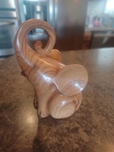 Wood Style Elephant Statue, 10" H. Lucky Elephant with Woodgrain Finish - Picture 1 of 10