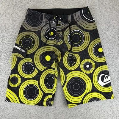 Pantalones Cortos Quiksilver Para Hombres Amarillo Estampado Círculo Swin Board Y2k Surf Skate Talla 30 Foto 1 de 4