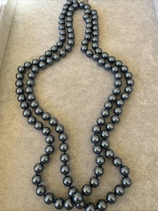 NWT Gunmetal Grey Faux PEARL 54" Long  NECKLACE White House Black Market WHBM - Picture 1 of 7