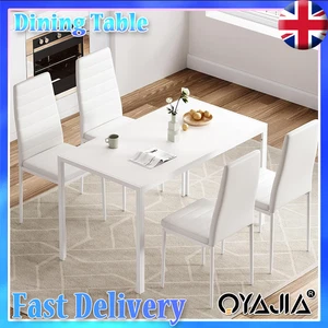 Black/White Dining Table , 4/6PCS Padded Chairs Home Kitchen Furniture Set Osnvs - Picture 1 of 26