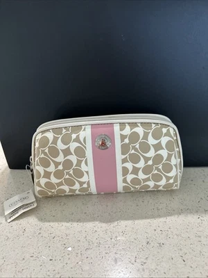 Bolso de cosméticos Coach Signature Logo caqui y papaya recubierto de lona nuevo con etiquetas F43890 Foto 1 de 4