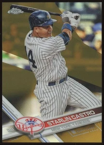 Starlin Castro #69 2017 Topps Chrome Gold Refractor New York Yankees SP /50 - Picture 1 of 3