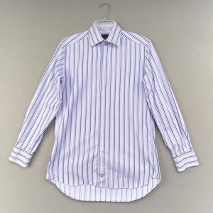 Camisa de vestir David Donahue para hombre 15.5 32 33 púrpura a rayas ajuste abotonado - Imagen 1 de 9