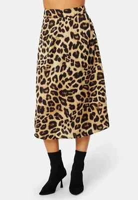 Object Papaya High Waisted Midi Skirt UK 10 EU 38 Black Leopard Satin RRP £35 - Image 1 of 4