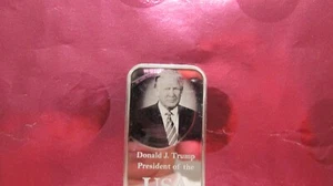 1 Oz .999 Fine Silver Bullion Art Bar Donald J. Trump President of USA no Suisse - Picture 1 of 5