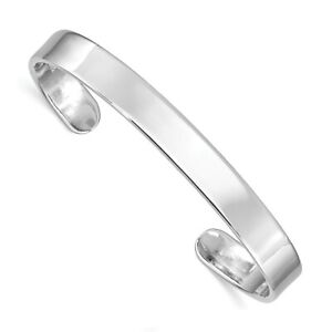 .925 Sterling Silver Rhodium Plated 6mm Polished Cuff Child's Bangle