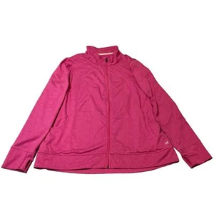 Xersion Performance Jacket Women 2X Pink Full Zip Workout Exercise Thumb Holes - Picture 1 of 13