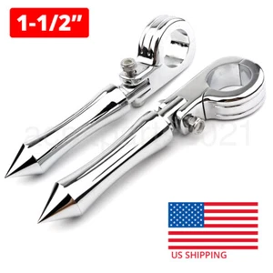 Motorcycle Highway Foot Pegs For Motorcycle With 1-1/2" 1.5" Engine Guard Bar - Imagen 1 de 5