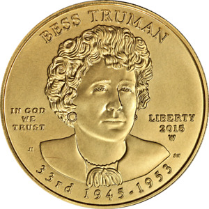 2015-W First Spouse Gold $10 Bess Truman 1/2 Ounce .9999 Fine Capsule Only
