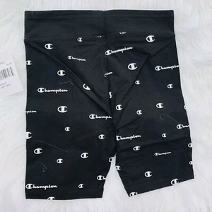 New Champion Bike Shorts Girls Big All Over Script Logo Athletics Running Sports - Picture 1 of 3