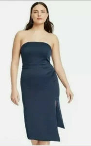 Cushine For Target Size 12 Dress Navy Blue Strapless Side-Slit New - Picture 1 of 8