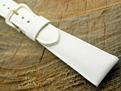 Correa de reloj de cuero blanco vintage NOS sin usar tono plateado hebilla 19 mm JB Champion Foto 1 de 4