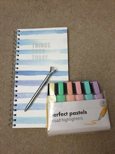 Things To Do Note Pad - Blue stripe with crystal pen and pastel highlighters - Picture 1 of 5